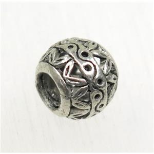 round hollow tibetan silver zinc beads, non-nickel, approx 8mm dia, 4mm hole [AD65047]