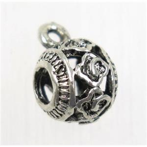 hollow tibetan silver hanger, non-nickel, approx 8.5mm, 3mm hole [AD65083]