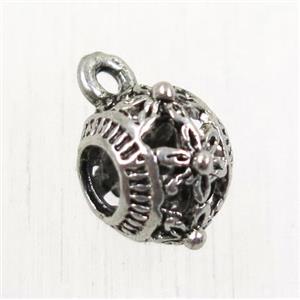 hollow tibetan silver hanger, non-nickel, approx 8.5mm, 3.5mm hole [AD65098]
