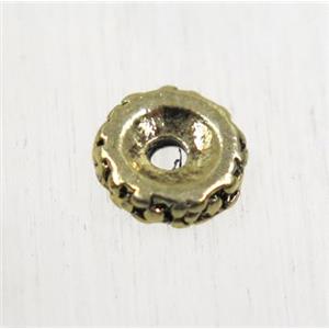 tibetan silver zinc beadcap, non-nickel, antique gold, approx 6mm dia [AD866AG]