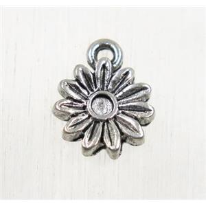 tibetan silver daisy pendant, non-nickel, approx 10.5mm dia [AD91693]