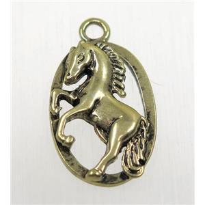 tibetan silver horse pendant, non-nickel, bronze, approx 16x23mm [AD9218AG]