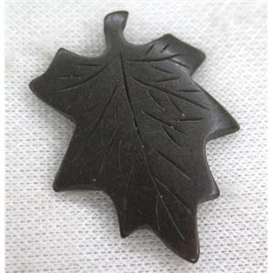black cattle bone pendant, maple leaf, approx 38-55mm [BJAS103]