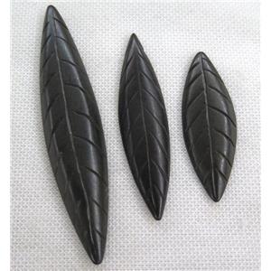 black cattle bone pendant without hole, leaf, approx 18-65mm [BJAS106-S]