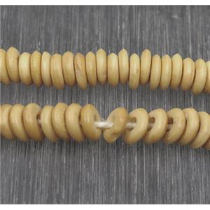 yellow bone heishi beads, approx 2x6mm, 100pcs per st [BJAS123]