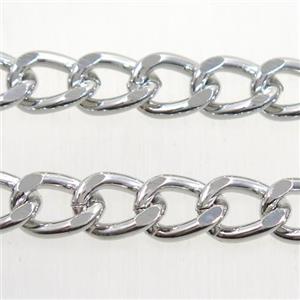 iron curb chain, platinum plated, approx 9x11.5mm [CHCL113]