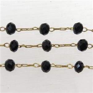 copper chain with black Chinese crystal glass bead, approx 2x3mm bead [CHCL179]