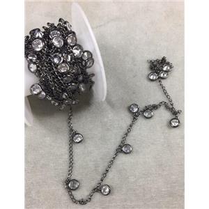 copper chain with zircon, black plated, approx 8mm dia [CHCL192-8MM]
