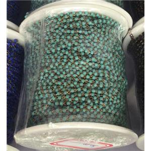 green crystal glass seed beaded chain, approx 2mm dia [CHCL196]