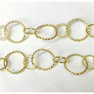 Copper chain, circle, gold plated, approx 10mm, 16mm dia [CHCL202]