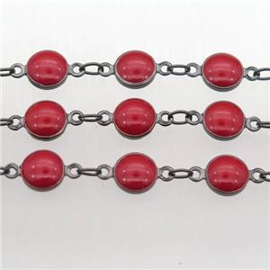 Porcelain Glass Chain, black plated, approx 6.5mm dia [CHCL208]