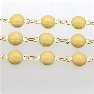 yellow Porcelain Glass Chain, gold plated, approx 6.5mm dia [CHCL210]