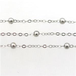 copper chain with ball, platinum plated, approx 2mm, 4mm [CHCL245]