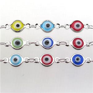 copper chain with evil eye, platinum plated, approx 6.5mm [CHCL248]