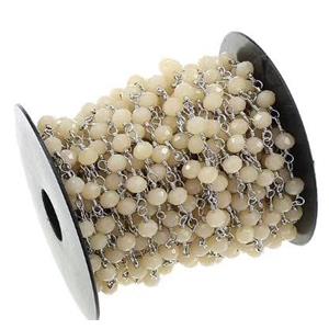 copper chain with crystal glass, platinum plated, approx 4mm dia [CHCL256]