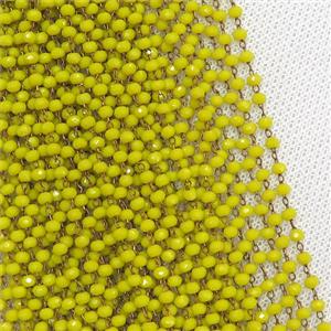 raw brass chain with yellow crystal glass, approx 2x3mm [CHCL280]