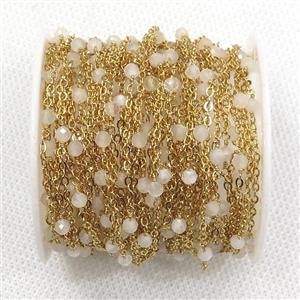 copper chain with white moonstone, gold plated, approx 3mm dia [CHCL299]