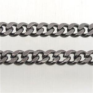 copper curb chain, black plated, approx 4mm, copper [CHCL312]