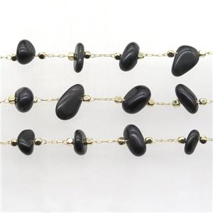 Obsidian chip chain, gold plated, approx 5-10mm [CHCL324]