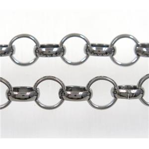 iron Rolo Chain, black plated, approx 10mm dia [CHCL68-10MM]