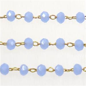 copper chain with lavender rondelle Chinese Crystal Glass beads, approx 2x3mm bead [CHCL72]