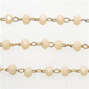 copper chain with rondelle Chinese crystal glass beads, approx 2x3mm bead [CHCL87]