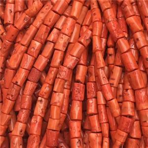 red Coral beads, tube, approx 15-30mm [CROT04]