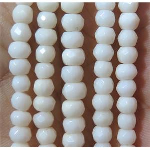 white coral beads, faceted rondelle, approx 2x4mm [CRRD011-2X4MM]
