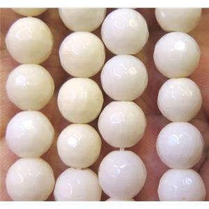 white coral bead, faceted round, approx 6mm dia [CRRD06-6MM]