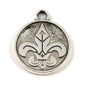 Tibetan silver pendant, non-nickel, approx 15mm dia [DK10244]
