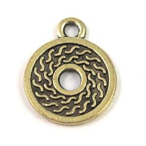 Tibetan silver pendant, non-nickel, approx 15mm dia [DK10246]
