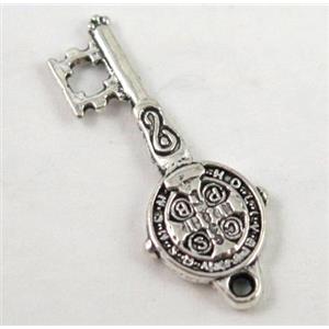 Tibetan silver key pendant, non-nickel, approx 9x23mm [DK10247]