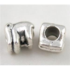 bead, tibetan silver Non-Nickel, approx 10-14mm, 5mm hole [DK10259]