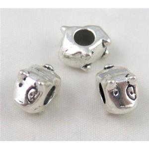 bead, tibetan silver Non-Nickel, approx 10-14mm, 5mm hole [DK10260]