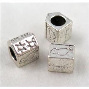 bead, tibetan silver Non-Nickel, approx 10-14mm, 5mm hole [DK10261]