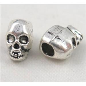 tibetan silver skull beads, Non-Nickel, approx 10-14mm, 5mm hole [DK10267]