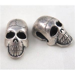 skull beads, tibetan silver Non-Nickel, approx 10x20mm [DK10268]