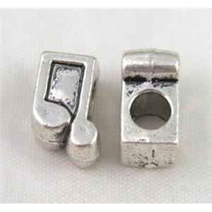 music notes bead, tibetan silver Non-Nickel, approx 10-14mm, 5mm hole [DK10273]