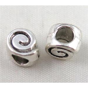 bead, tibetan silver Non-Nickel, approx 10-14mm, 5mm hole [DK10285]