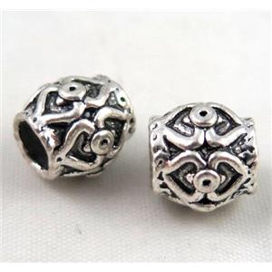 bead, tibetan silver Non-Nickel, approx 10-14mm, 5mm hole [DK10286]