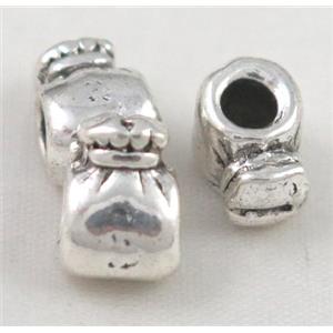 bead, tibetan silver Non-Nickel, approx 10-14mm, 5mm hole [DK10294]