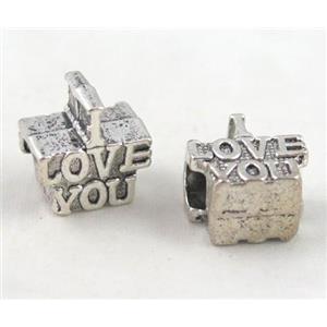 bead, tibetan silver Non-Nickel, approx 10-14mm, 5mm hole [DK10308]