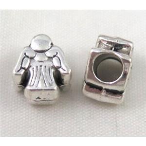 bead, tibetan silver Non-Nickel, approx 10-14mm, 5mm hole [DK10311]