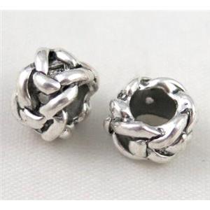 bead, tibetan silver Non-Nickel, approx 10-14mm, 5mm hole [DK10316]