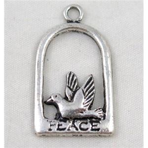 Tibetan silver bird pendant, Non-nickel, approx 20x35mm [DK10384]