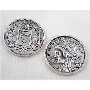 Tibetan silver pendant, Non-nickel, approx 20mm dia [DK10387]