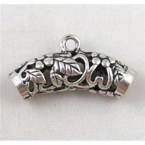 Tibetan silver hanger bead, Non-Nickel, approx 7x27mm, 5mm hole [DK10393]