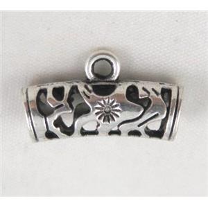 Tibetan silver hanger bead, Non-Nickel, approx 9x20mm, 6mm hole [DK10394]