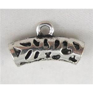 Tibetan silver hanger bead, Non-Nickel, approx 7x20mm, 4mm hole [DK10395]