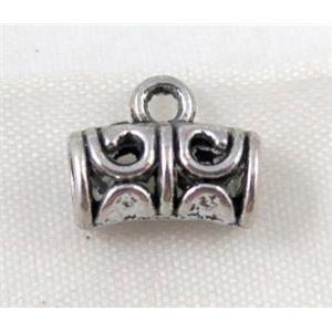 Tibetan silver hanger bead, Non-Nickel, approx 6.5x12mm, 3mm hole [DK10397]